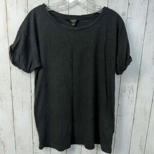 Banana Republic Women's Modal Knit Tee Black Rolled Sleeve Top Size M